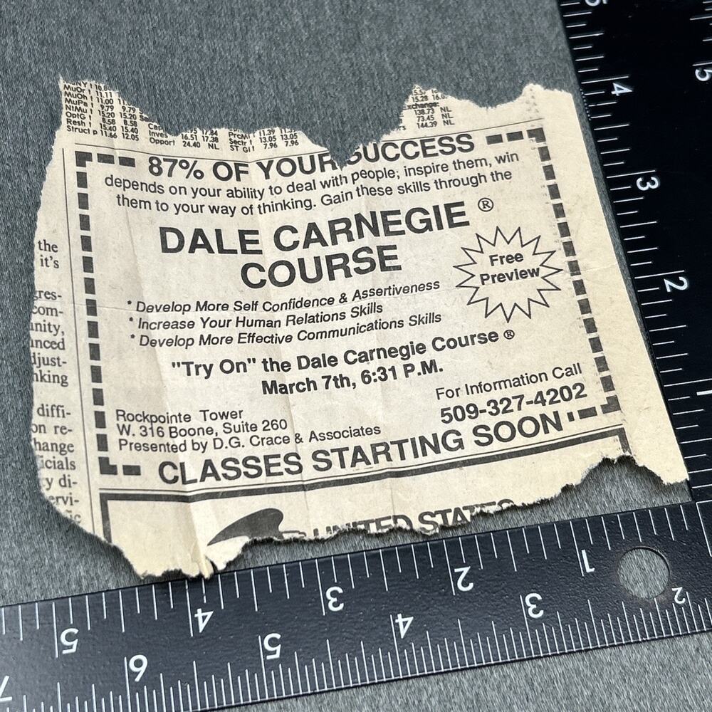 1960s Dale Carnegie Course Newspaper Ad Ephemera On Back Nelson Mandela Trial